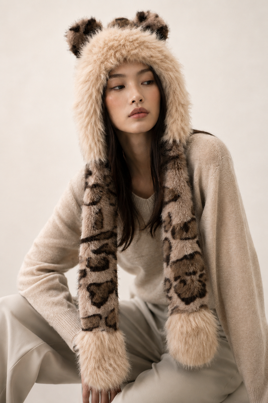 Leopard Bear Faux Fur Hat