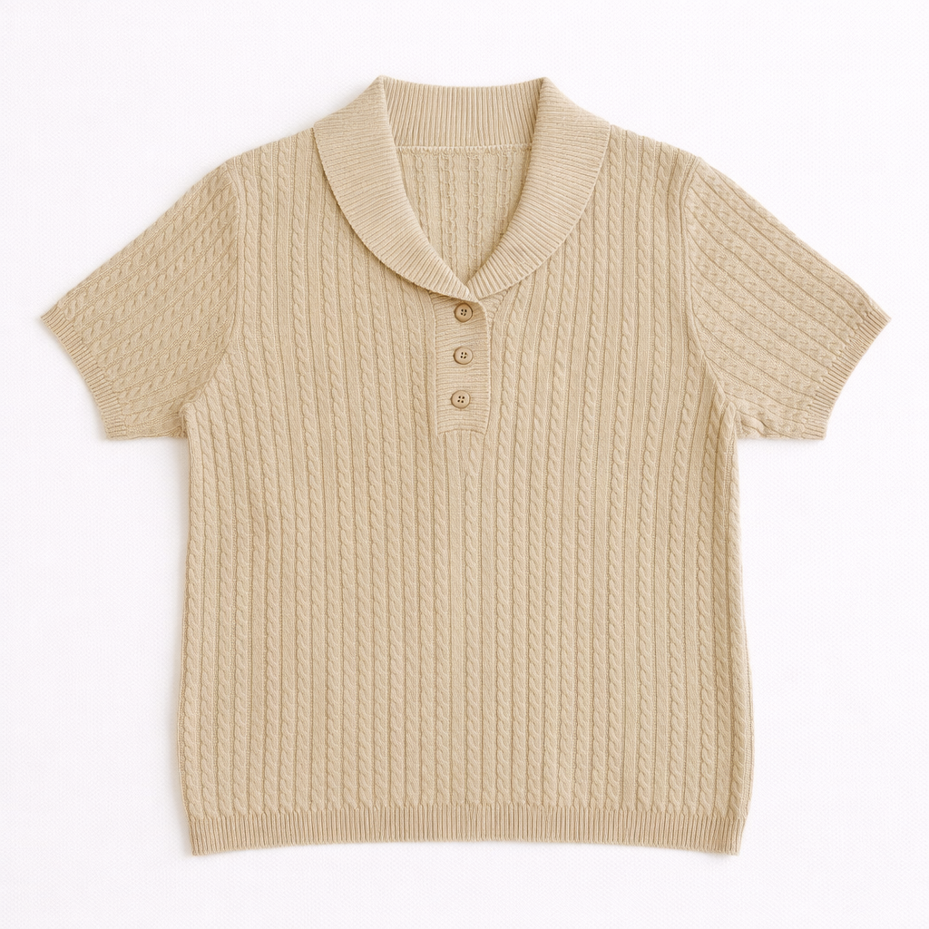 Cable Knit Polo Top