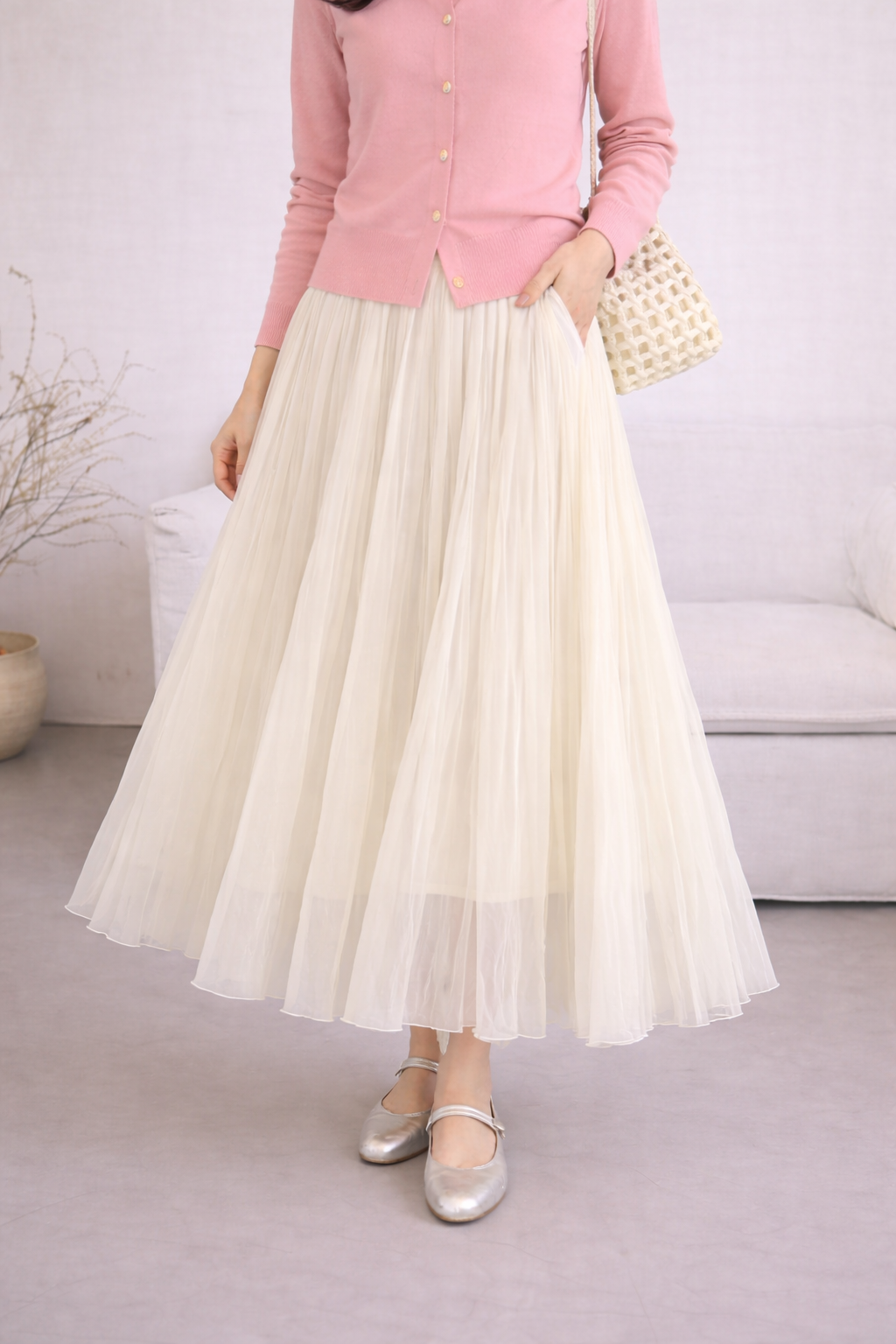 Tulle Midi Skirt