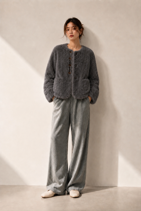 Button Faux Fur Jacket