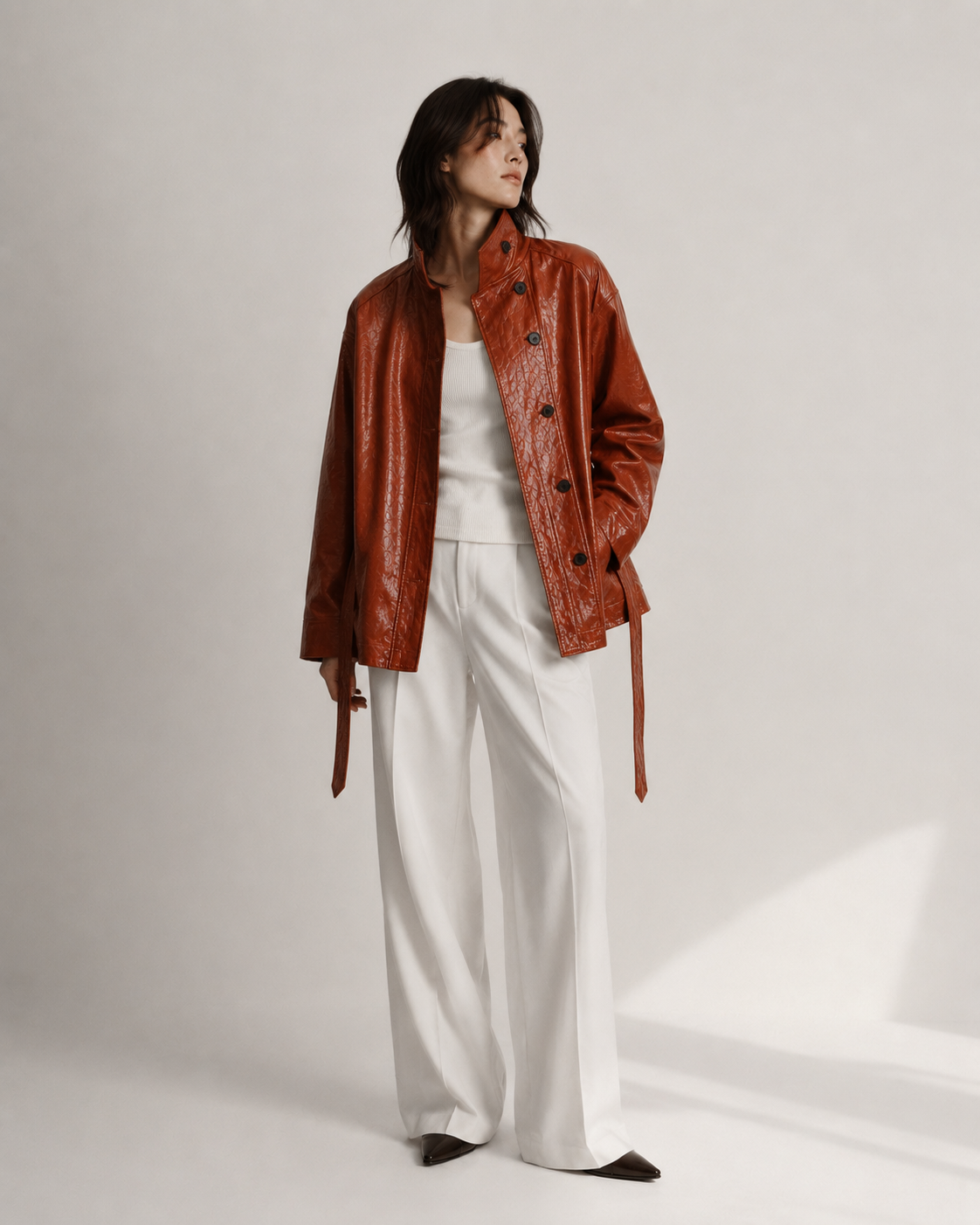 Belted Leather Coat