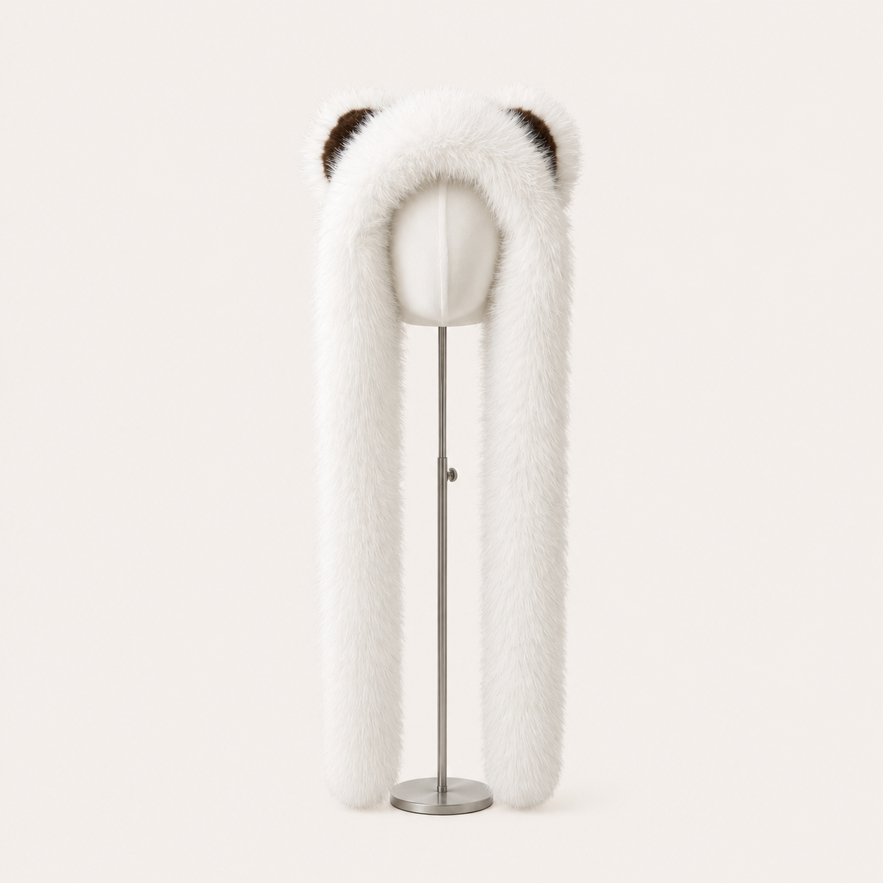 Rounded Ear Long Tail Faux Fur Hat