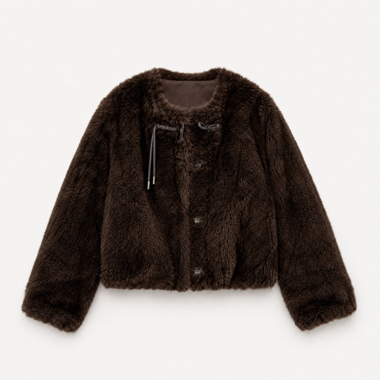 High Pile Tie Faux Fur Jacket