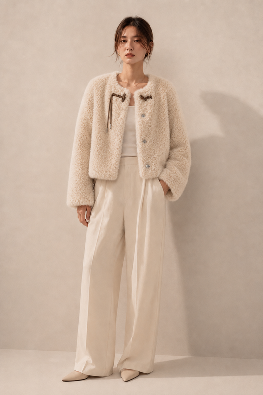 High Pile Tie Faux Fur Jacket
