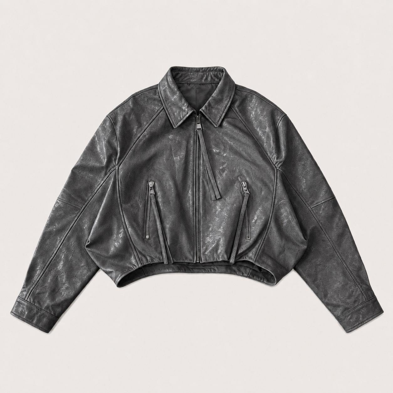 Crystal Utility Leather Jacket