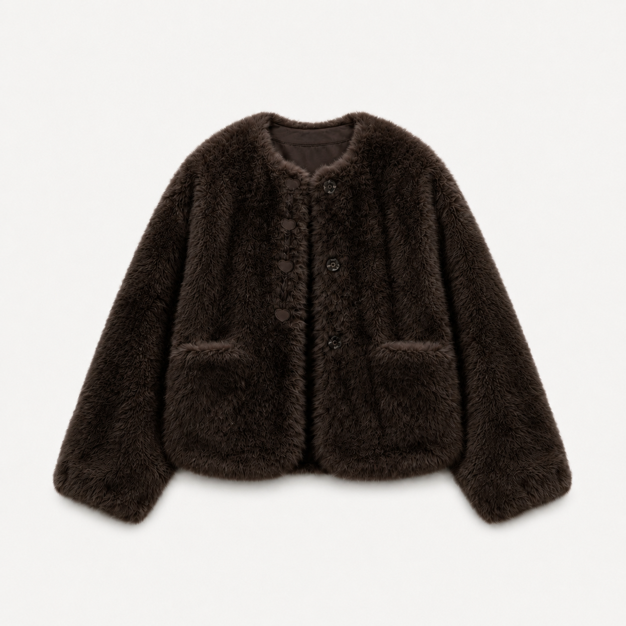 Button Faux Fur Jacket