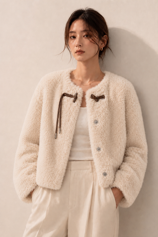 High Pile Tie Faux Fur Jacket