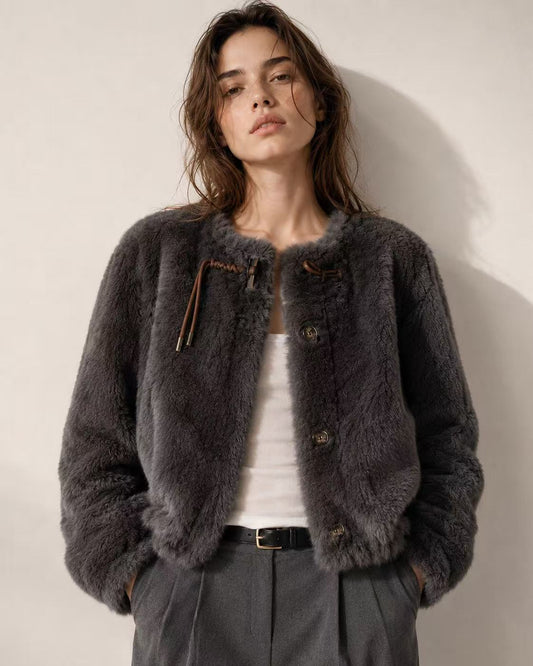 High Pile Tie Faux Fur Jacket