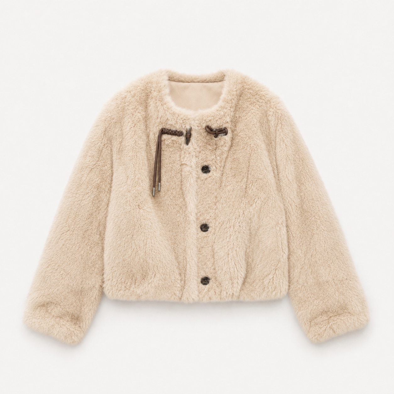 High Pile Tie Faux Fur Jacket