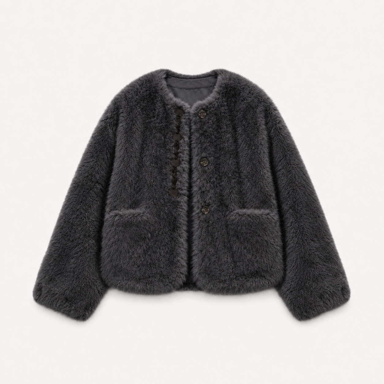 Button Faux Fur Jacket