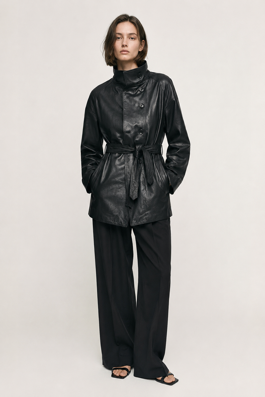 Belted Leather Coat