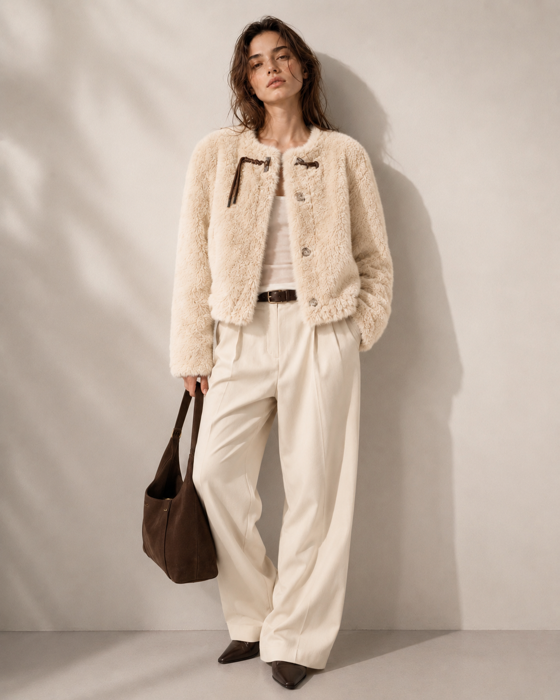 High Pile Tie Faux Fur Jacket