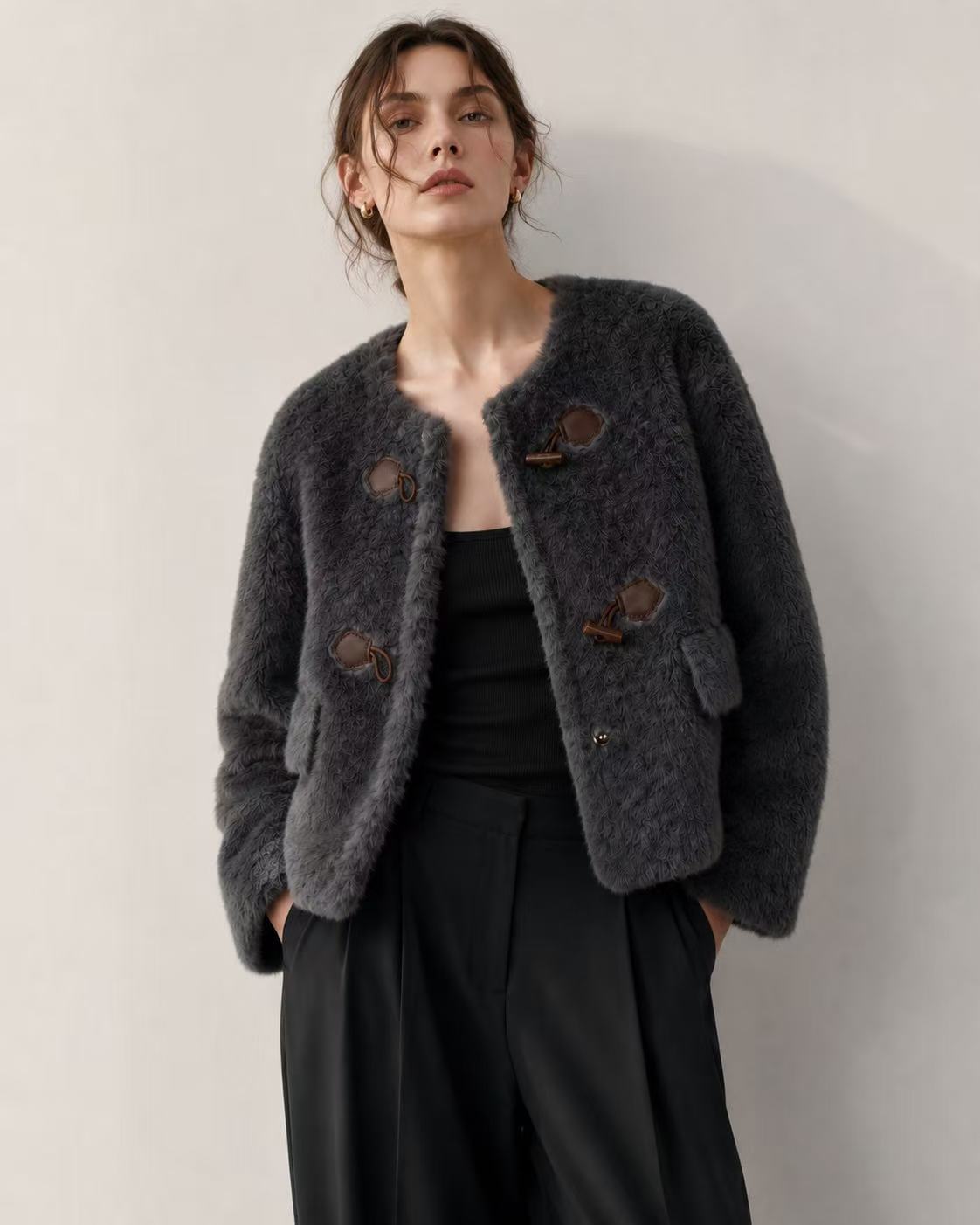 Toggle Faux Fur Jacket