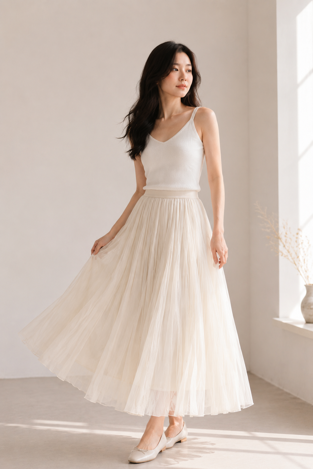 Tulle Midi Skirt