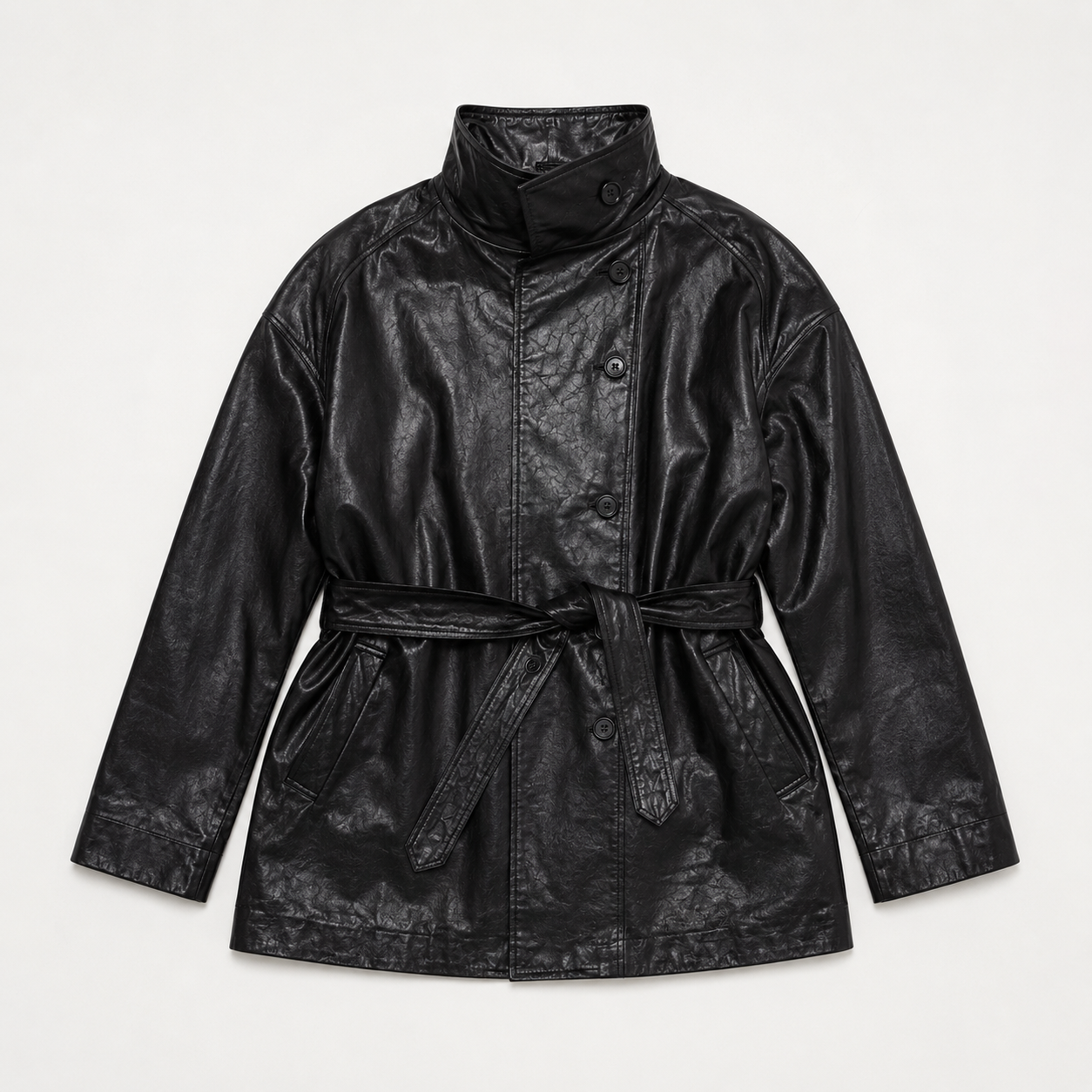 Belted Leather Coat