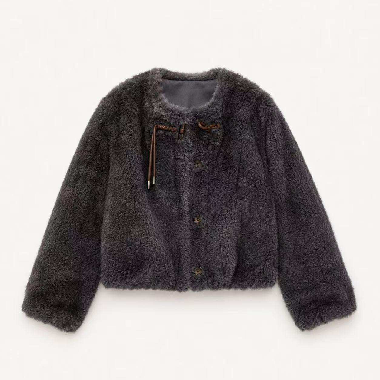 High Pile Tie Faux Fur Jacket