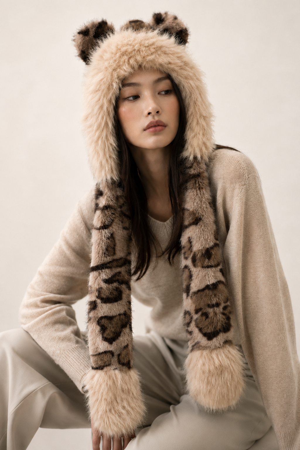 Leopard Bear Faux Fur Hat