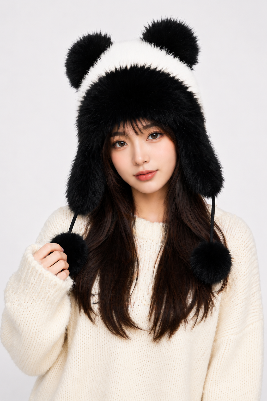 Contrast Bear Faux Fur Hat