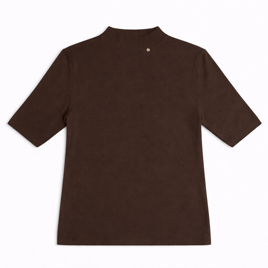 Mock Neck Knit Top – 3/4 Sleeve