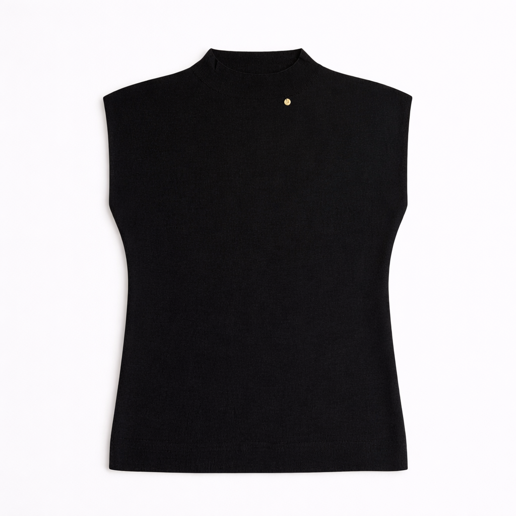 Sleeveless Mock Neck Knit Top