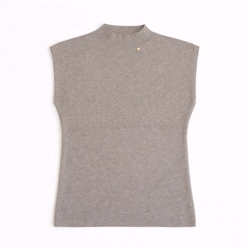 Sleeveless Mock Neck Knit Top