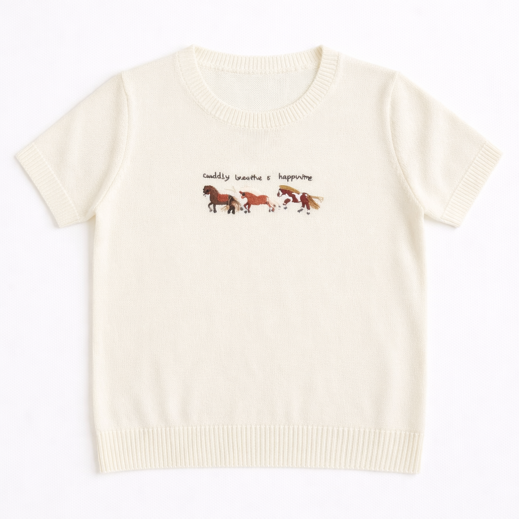 Embroidered Knit T-shirt