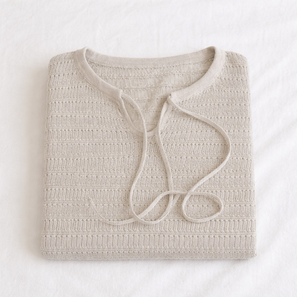 Textured Tie-Front Knit Top