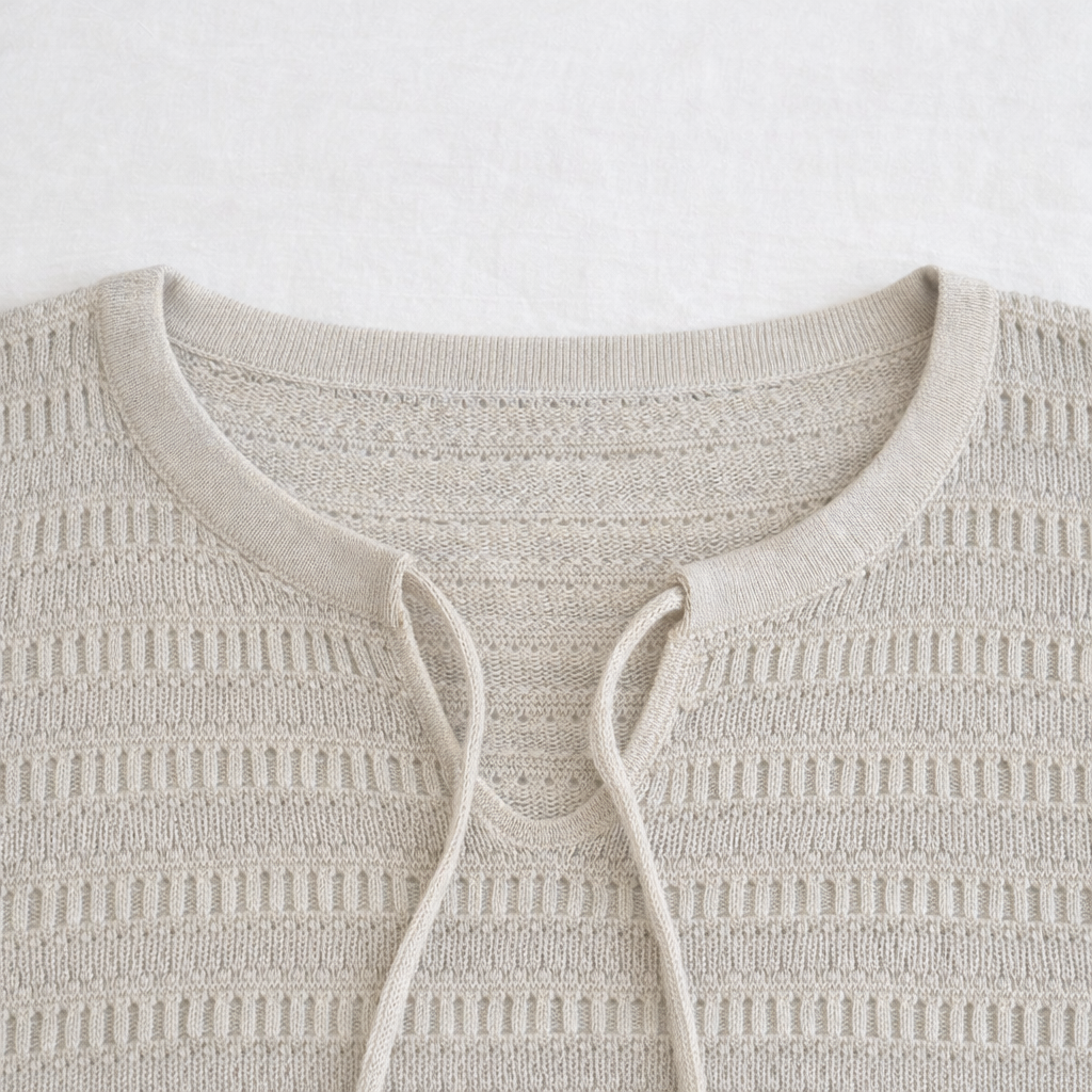Textured Tie-Front Knit Top