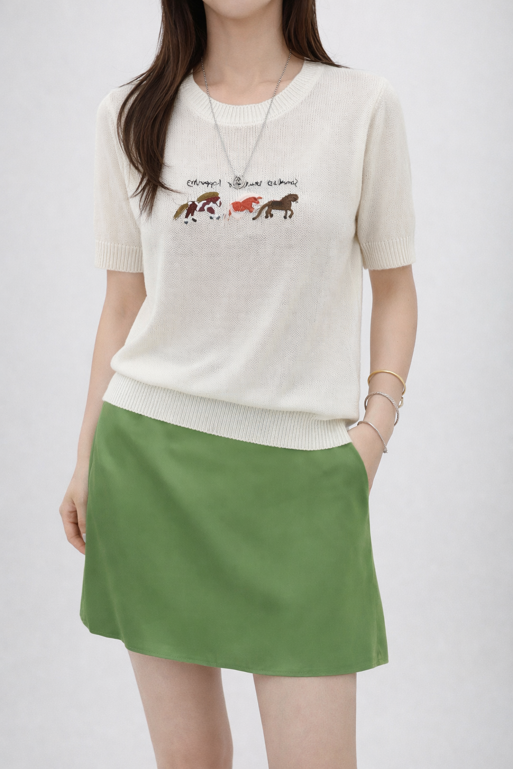 Embroidered Knit T-shirt