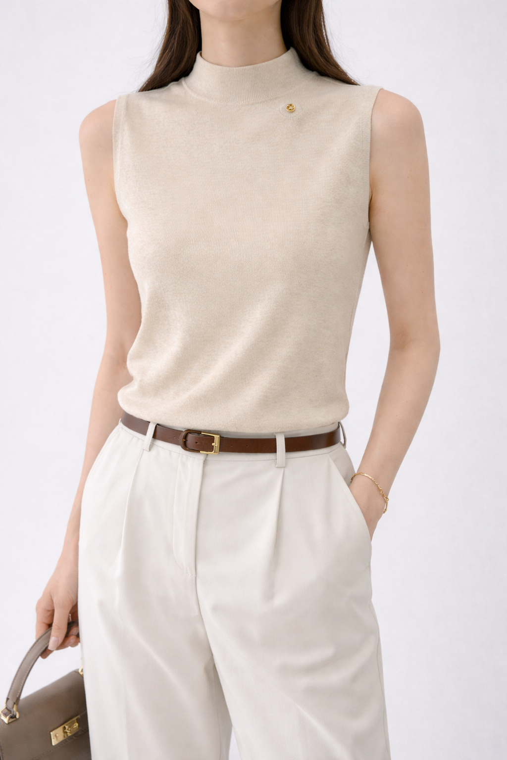 Sleeveless Mock Neck Knit Top