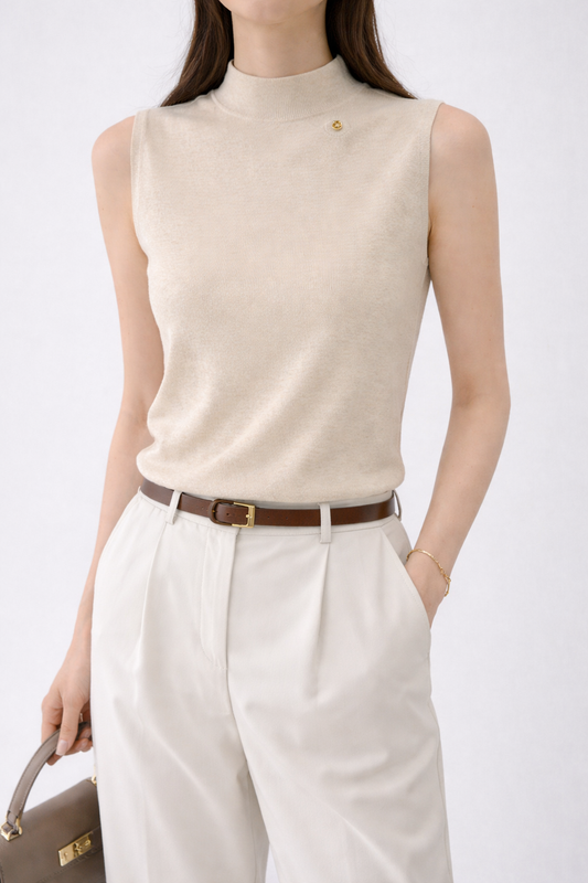 Sleeveless Mock Neck Knit Top