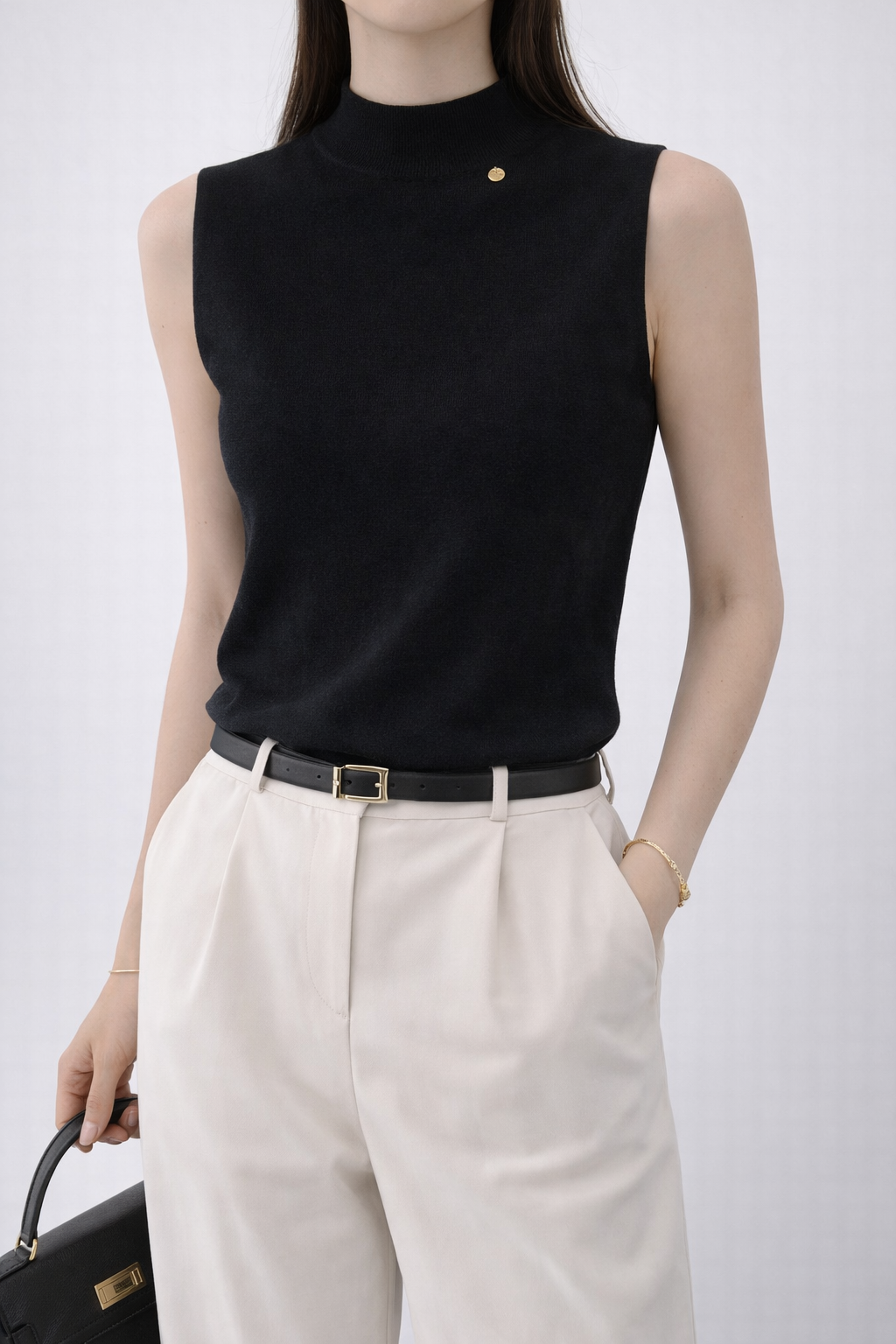 Sleeveless Mock Neck Knit Top
