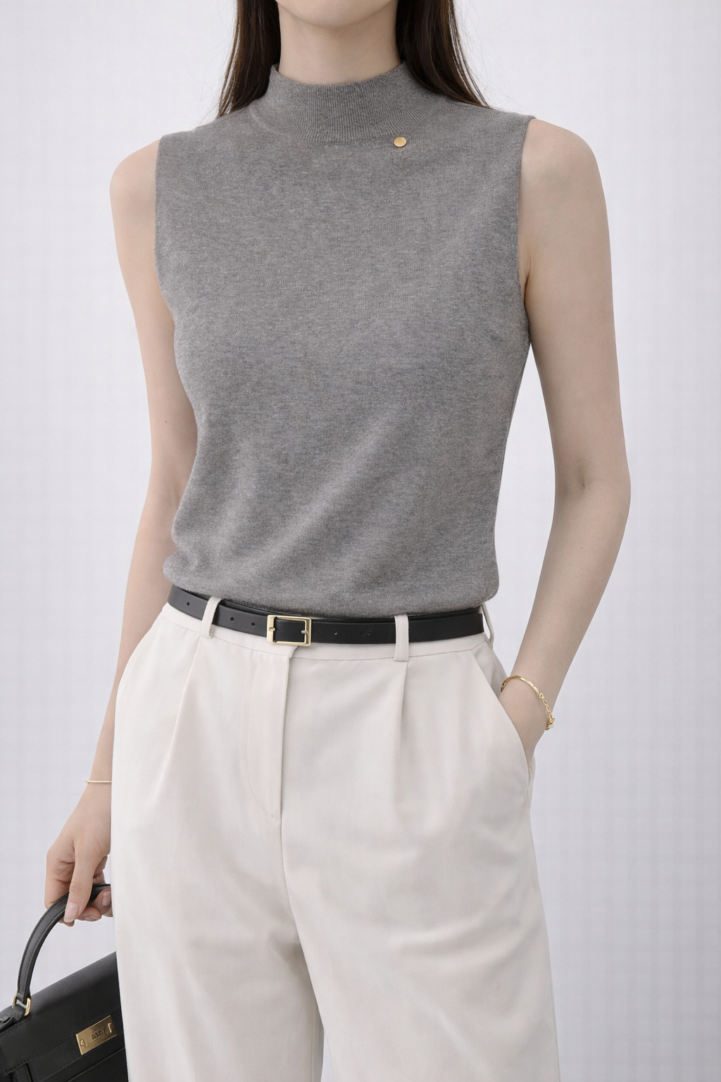 Sleeveless Mock Neck Knit Top