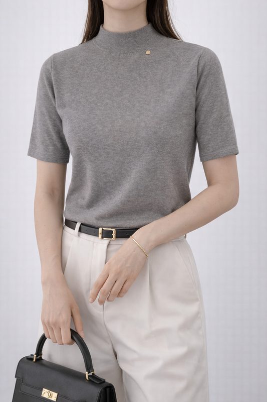 Mock Neck Knit Top – 3/4 Sleeve