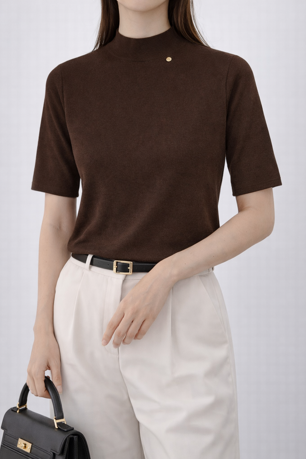 Mock Neck Knit Top – 3/4 Sleeve