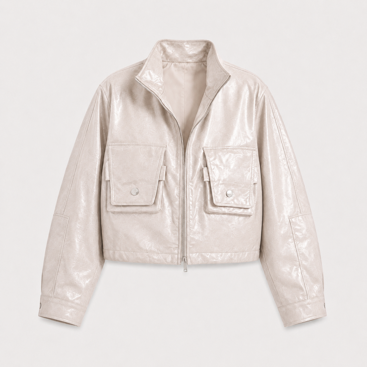 Crystal Cropped Leather Jacket