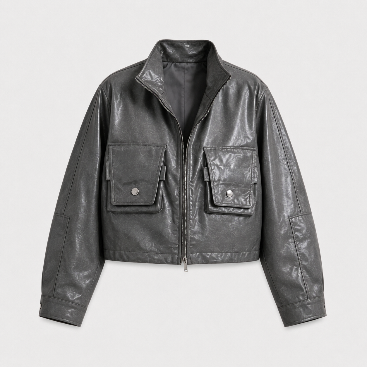 Crystal Cropped Leather Jacket
