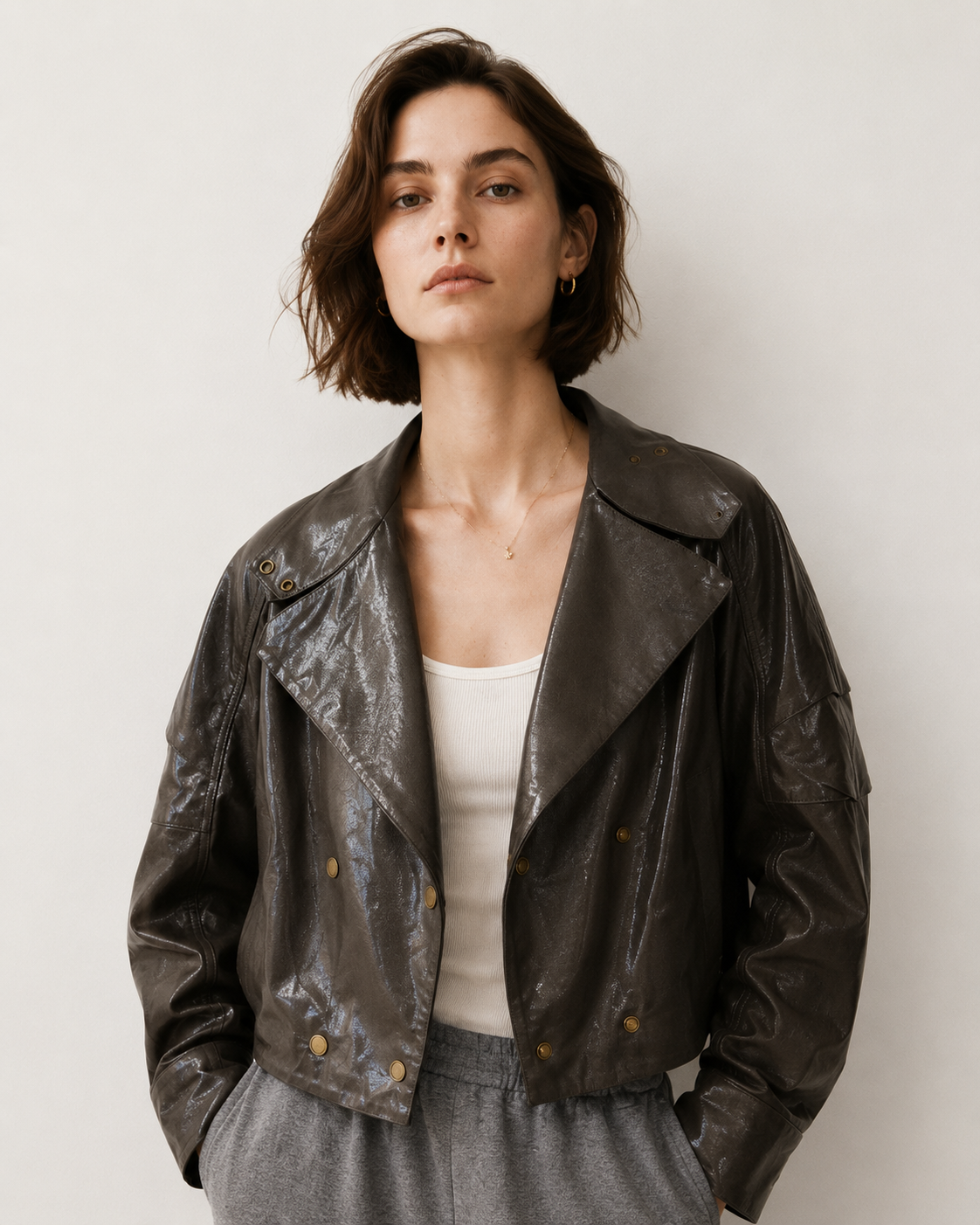Crystal Tailored Leather Jacket