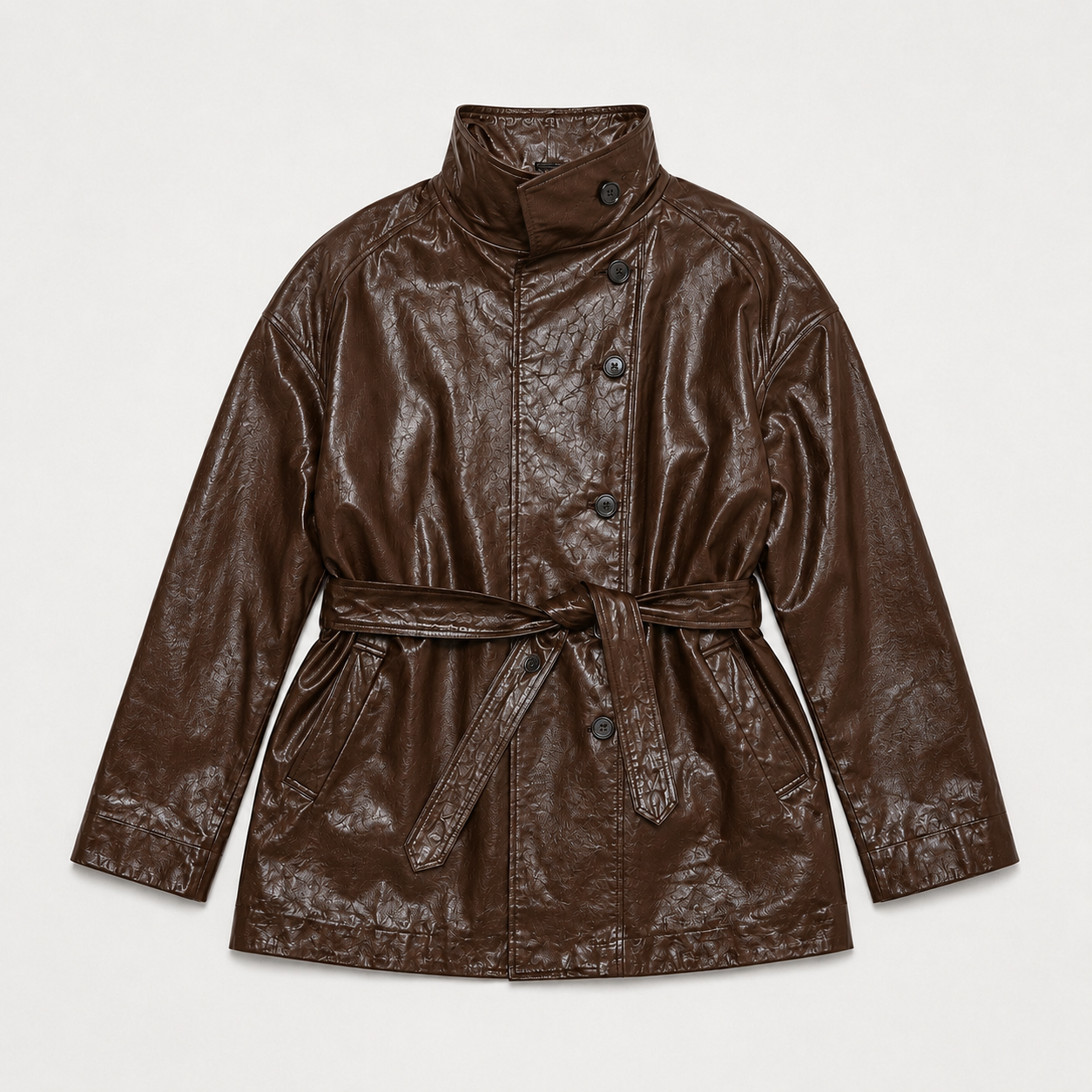 Belted Leather Coat