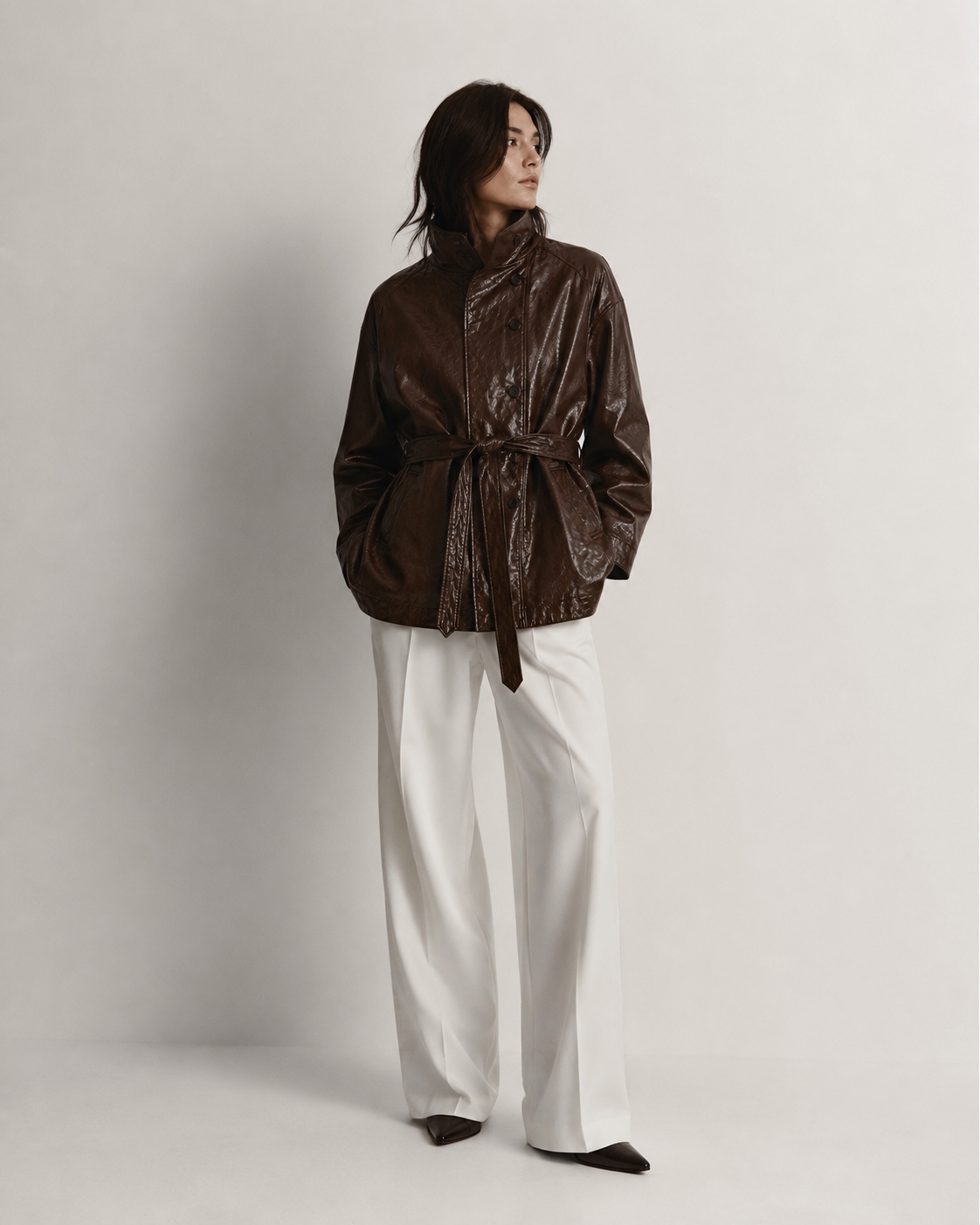 Belted Leather Coat